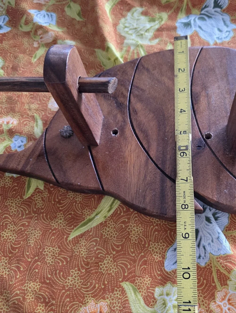 Vintage Hand-Carved Hardwood Angelfish Toilet Paper Holder - Island Decor